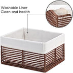 Vagusicc Wicker Storage Basket, Hand-Woven Paper Rope Woven Baskets, Rectangular Small Wicker Baskets for Organizing, Cube Storage Bins for Closet/Clothes/Dresser, Brown, 5-Pack - Image 3