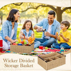 Remerry Beige Bathroom Countertop Organizer Caddy, Wicker-Like Divided Basket with Handle and Metal Frame, 4 Compartment, Paper Rope Storage Organizer for Vanity Kitchen (10.24 x 7.87 x 3.94 in) - Image 6