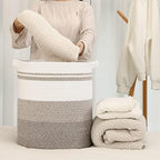 OIAHOMY 58L Laundry Baskets-Laundry Hamper, Storage Basket with Handles, Decorative Basket for Living room, Woven Storage Basket for Toys Bin, Pillows, Blankets, Clothes-18x16in-Gradient Brown - Image 6