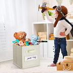 11 Inch Storage Cube,Storage bin (Set of 10) Foldable Fabric Cube Storage Bins with 10 Labels Window Cards & a Pen,Baskets Containers for Shelves,Closet Organizers Box,cube storage,Beige - Image 6