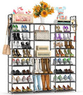 Kottwca Shoe Rack Organizer, Large Shoe Rack for Entryway Closet, Metal Shoe Shelf for Shoes and Boots, Big Non-Woven Fabric Shoe Storage Organizer with Hooks for Cloakroom, Black… by Kottwca
