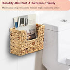 Hanging Magazine Basket, Woven Wall Magazine Holder Organizer with Handle for Mail, Files, Books - Water Hyacinth Farmhouse Storage Rack for Bathroom, Kitchen, Office - Image 6