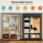 Simple Deluxe Wardrobe with lid, Clothes Rack for Hanging Clothes, 40.7" W x 17.5" D x 64.2" H Garment Rack，Max Load 143LBS，Black Rack with Black Cover - Image 5