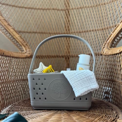 Parker Baby Bath Caddy | BPA Free & Food Grade Shower Caddy Organizer for Toys & Supplies | Quick-Dry, Sturdy & Perfect Size Shower Basket w/Handle in Neutral Colors - Image 3