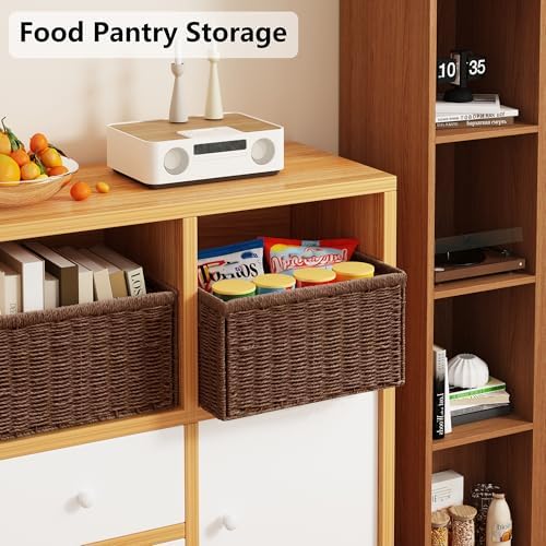 Vagusicc 2 Packs Large Wicker Storage Basket, Closet Storage Baskets Bins for Shelves, Decorative Collapsible Baskets for Organizing Clothes Toy Nursery Bathroom Organizers and Storage, Brown - Image 6