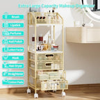 HapiRm Makeup Organizer Storage Cart - Floor Skincare Make Up Storage with 4 Drawers, Rolling Makeup Cart Vanity Organizer Cosmetics Display Cases Holder for Skin Care Perfume Nail Polish, Gold - Image 4