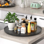 Oroyutor 24-Inch Extra Large Oak Lazy Susan with Black Metal Rail - Image 5