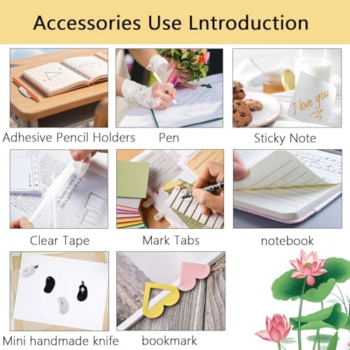 Office Supplies,Desk Accessories,Desk Organizer,Stapler,Tape Dispenser,Folding Phone Holder,Scissors,Notebook,Staple Remover,Staples,Clear Tape,Sticky Notes,Paper Clips,Bookmark,Pen,Pen pals Ect.27pcs - Image 4