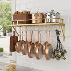 KES 30-Inch Gold Pot Rack, Wall Mounted Hanging Pot and Pan Organizer by KES