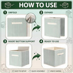 Amyhill 6 Pack Green Striped Basics Collapsible Fabric Storage Bins - Image 4
