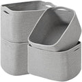 ICERZCZ Storage Baskets for Organizing & Shelves, Woven Cotton Rope Organization Bins for Dog Toys, Clothes, Books, Nursery Organizer, 15"Lx11"Wx9.5"H, (4 Packs) Grey by ICERZCZ