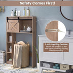 GIANTEX Over The Toilet Storage Cabinet - Freestanding Bathroom Organizer with Sliding Barn Door & Storage Shelves, Multifunctional Bathroom Toilet Rack for Bathroom, Restroom, Laundry (Rustic Brown) - Image 7