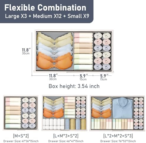 DIMJ Drawer Organizer Clothes Storage - 24 Pack Baby Dresser Organizer for Nursery, Small Fabric Closet Drawer Organizer Bins for Underwears Socks, Foldable Storage Dividers Organization for Bedroom - Image 2