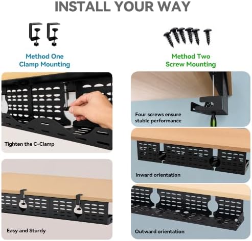Under Desk Cable Management Tray, Expandable Metal Organizer - Image 4