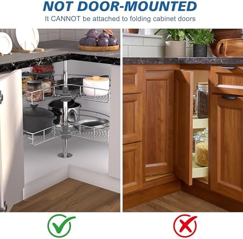 JOWBOOW Kidney Shape 24" Corner Cabinet Lazy Susan, Replacement Shelves - Image 5