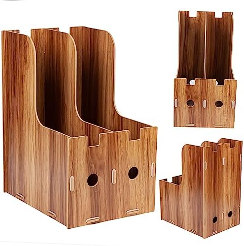 Desk File Sorter Organizer, Wooden Desk Organizer, Magazine Book File Stand Organizer, Desktop Bookshelf Storage Rack for Office Home - Image 6
