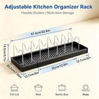 Expandable Pot Lid Organizer for Cabinet, Adjustable Cookware Organizer with 9 Removable Stainless Steel Dividers for Pans, Cutting Boards, Baking Sheets & Container Lids - Image 4