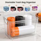 2 Pack Stackable Trash Bag Organizer, Bamboo Lid, Clear Open-Front Bin - Image 6