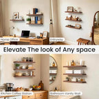 BAYKA Walnut-Like Floating Shelves 22.5in, 3Pack, Wall Mounted Wall Decor - Image 6