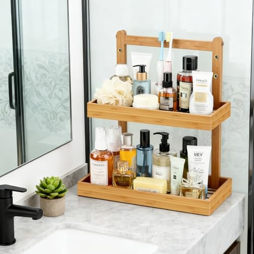 Under Sink Organizer - 2 Tier Pull Out Cabinet Shelves with Adjustable Height, Undersink Storage Slide Out for Kitchen Bathroom Cabinet Pantry (Natual, 2 Packs) - Image 4