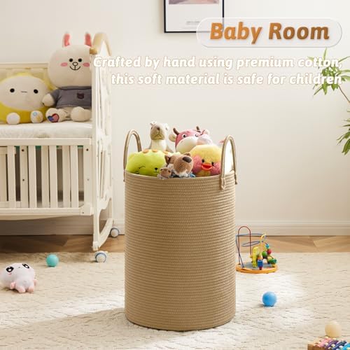 Artfeel Laundry Basket,Woven Cotton Rope Laundry Hamper,60L for Decorative Storage of Dirty Clothes,Toys and Blankets in Bathroom,Baby Room and Living Room - Image 4
