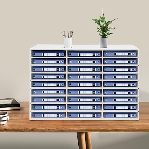Literature Organizer, Desktop File Sorter Mail Center, Paper Storage Cabinet with 27 Slots Compartments, Classroom Mailbox for Home School Office (27 Slots White) - Image 4