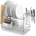 Simple Houseware 2-Tier Stainless Steel Dish Rack with Drainboard, Chrome by SimpleHouseware