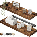 QEEIG Bathroom Long Floating Shelves for Wall (Brown, Set of 2, 23.6") by QEEIG
