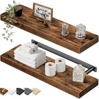 QEEIG Bathroom Long Floating Shelves for Wall (Brown, Set of 2, 23.6") by QEEIG
