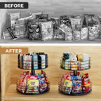 Snack Organizer - Versatile Snack Storage 2 Tier Lazy Susan with Convenient Grab-and-Go Design, Metal Snack Holder for Home, Office, Breakroom, 11.85" L x 11.85" W x 13.3" H (Matte Black) - Image 4