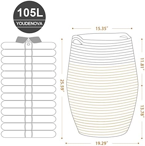 Extra Large Cotton Rope Laundry Hamper Basket, 105L Blanket Basket - Image 2