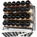 DIDITIME Spice Rack Organizer with 24 Glass Jars and 60 Labels, 4-Tier Seasoning Organizer for Cabinet, Countertop, Pantry or Wall Mount, Rust-Resistant Carbon Steel Spice Jar Set with Marker by DIDITIME