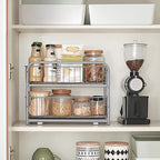 SONGMICS 2-Tier Pull Out Cabinet Organizers, Under Sink Organizer, Bathroom Organizer and Storage, Sliding Basket Drawers, Stackable for Kitchen, Bathroom, Metallic Silver UKCS017E01 - Image 5