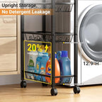 AOODA 4 Tier Laundry Room Cart with Top Detergent Holder, Pure Black - Image 4