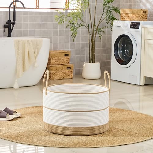 KAKAMAY Large Blanket Basket with Handles, Storage Basket for Living Room - Image 6