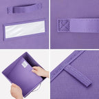 Fabric storage cubes (Set of 8) 11 Inch Cube Storage Bin, Cube storage with 8 Labels Window Cards & a Pen, Foldable cube organizer bins,11x11 Storage bin, Cubby Organizer Boxes, Purple - Image 2