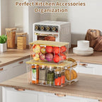 spospo Trash Bag Holder 3-in-1 Under Sink Organizer with Bamboo Lid - Image 4