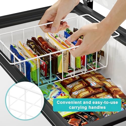17.5 Inch Chest Freezer Organizer Storage Baskets Bins Metal Wire, Settle freezer chaos and reduce food waste effectively, Durable, Fully Use Space, Improve Air Circulate, 2 Pack - Image 3