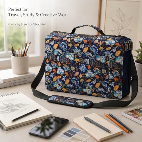 600-Slot Colored Pencil Case, 5-Layer Zipper with Shoulder strap and Handle - Image 5
