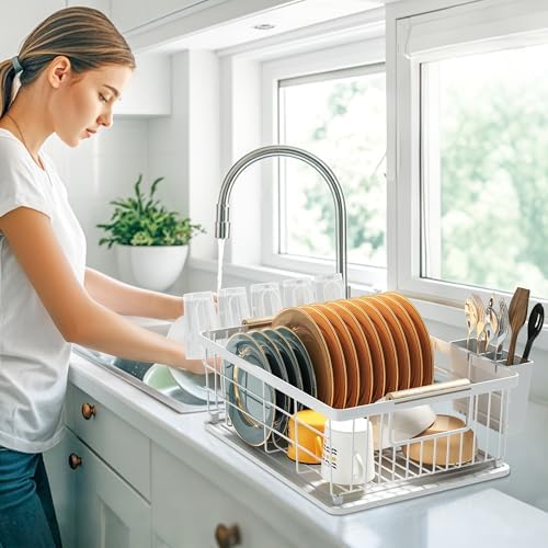 Dish Drying Rack White with Diatomaceous Earth No Installation Required - Image 6