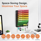 8-Tier Wall File Organizer with Hook, Hanging File Organizer Black - Image 4