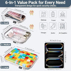 YQBRAO Clear Hard Shell Zipper Cases, 6 Multi-Size Organizers, Grey - Image 4