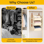 UFORU 3-Tier Hanging Closet Organizer with Dividers for Dorm & Bedroom - Image 4