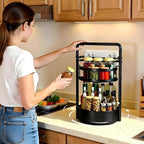 JEESA Rotating Spice Rack with Paper Towel Holder, Black - Image 3