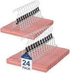 TOPIA HANGER 24 Pack Cedar Pants Hangers, Hair Extension Hangers Non Slip Skirt Hanger Wood Clamp with Velvet Padded 360° Swivel Hook for Jeans, Skirts, Trousers, Wigs CT68C by TOPIAHANGER