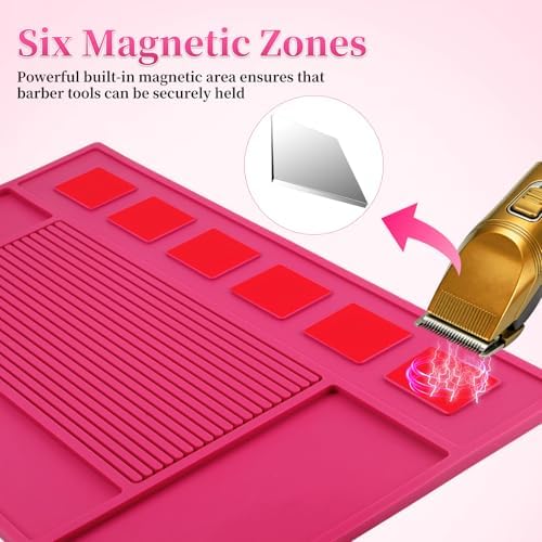 Magnetic Barber Mat for Clippers, Station Organizer with 6 Magnets - Image 4