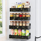 Mystozer Magnetic Spice Rack for Refrigerator Black Gold, 4 Pack by Mystozer