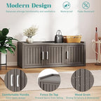 2-Tier Storage Bench, Waterproof UV-Resistant Outdoor Shoe Storage Cabinet with 3 Doors & Adjustable Shelves for Indoor Outdoor Entryway, Hallway, Living Room (Grey) - Image 4