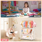 Kids Clothing Rack 2 Tier Baby Closet Toddler Dress up Racks White - Image 5