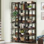 Tribesigns 78.7 Inch Tall Skinny Narrow Bookshelf Bookcase Set of 2, Brown - Image 3